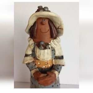 Vintage Sara Meadows Handmade Folk Art Pottery 12” Handmade See Description